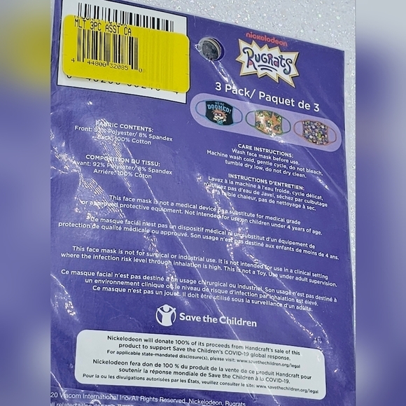 Rugrats Nickelodeon Washable Adult Face Masks - Picture 4 of 4